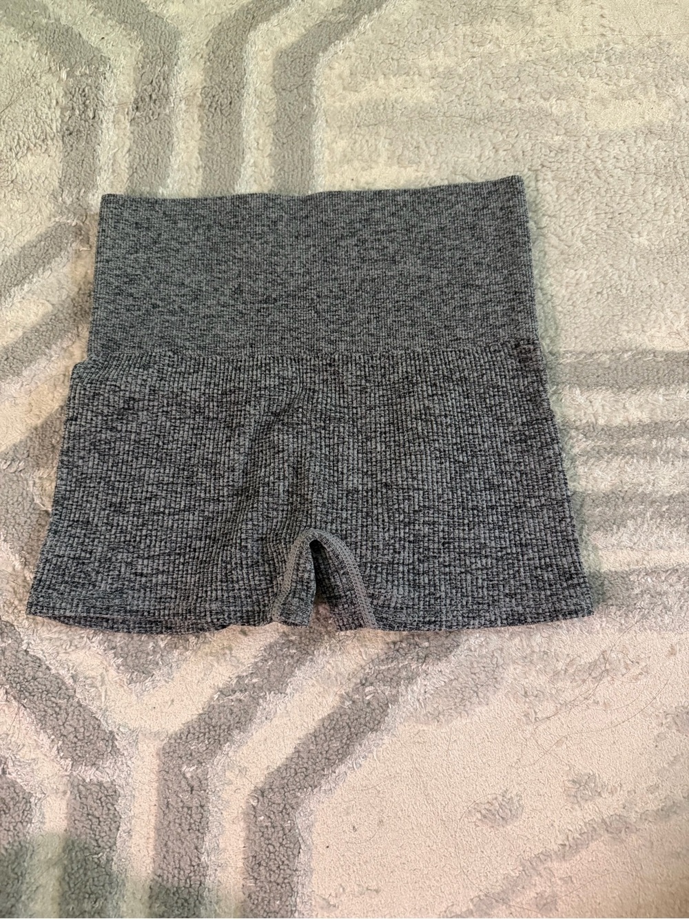 High-Waist Ribbed Gray Women's Yoga Shorts